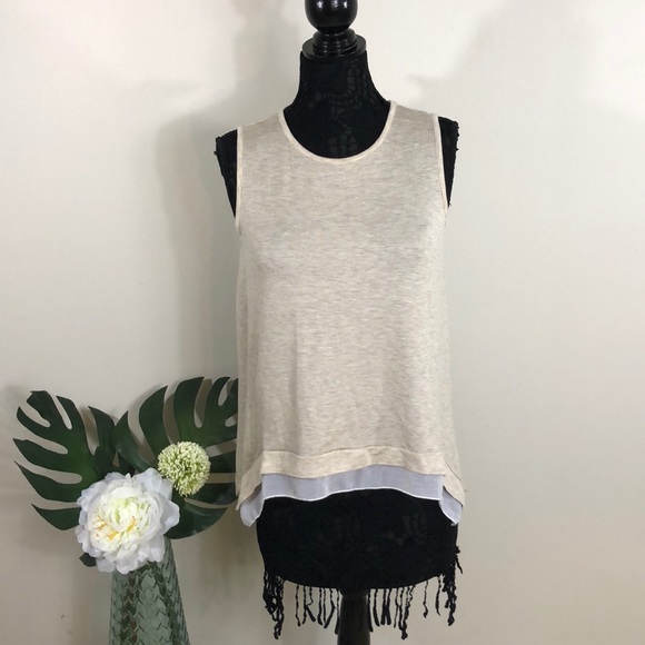 pebble and stone Tops - Pebble and Stone Creme Trapeze Tank Blouse